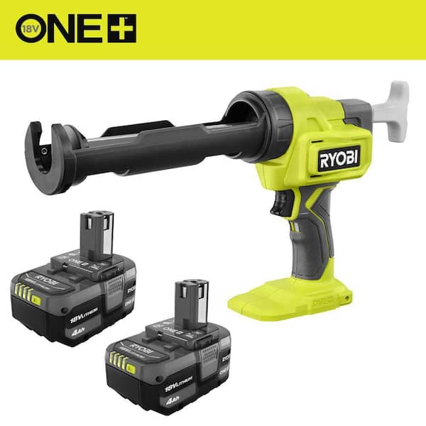 ONE+ 18V Lithium-Ion 4.0 Ah Battery (2-Pack) with FREE 18V ONE+ Cordless 10 oz. Caulk & Adhesive Gun