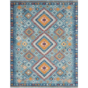Passion Blue/Multicolor 7 ft. x 10 ft. Geometric Transitional Area Rug