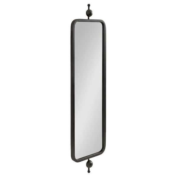 Kate and Laurel Kasota 9.00 in. W x 36.00 in. H Black Rectangle Glam Framed Decorative Wall Mirror
