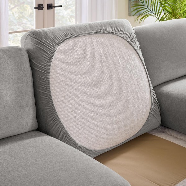 Sure Fit Cedar Stretch Gray Polyester Textured Sectional Small Sofa Cushion Slipcover 29929600072