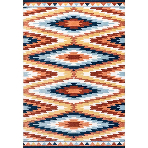 Konya Yellow/Red/Blue 8 ft. x 10 ft. Diamond Kilim Geometric Area Rug