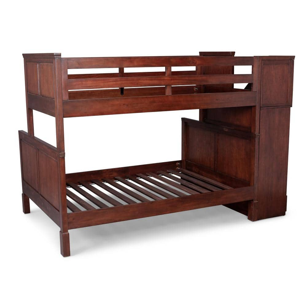 HOMESTYLES Aspen Rustic Cherry Bunk Bed with Stairs 5520-56 - The Home ...