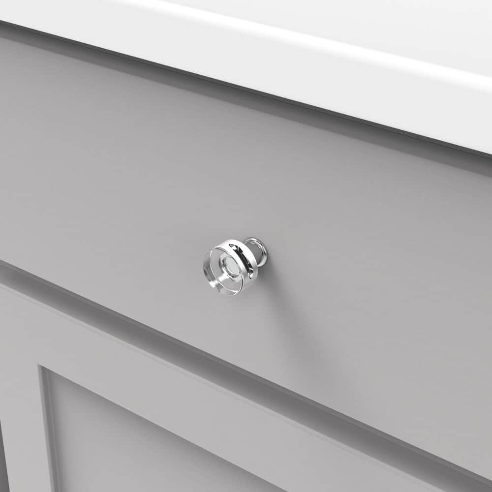 Chrome and Acrylic Round Mushroom Knob with Mounting Hardware