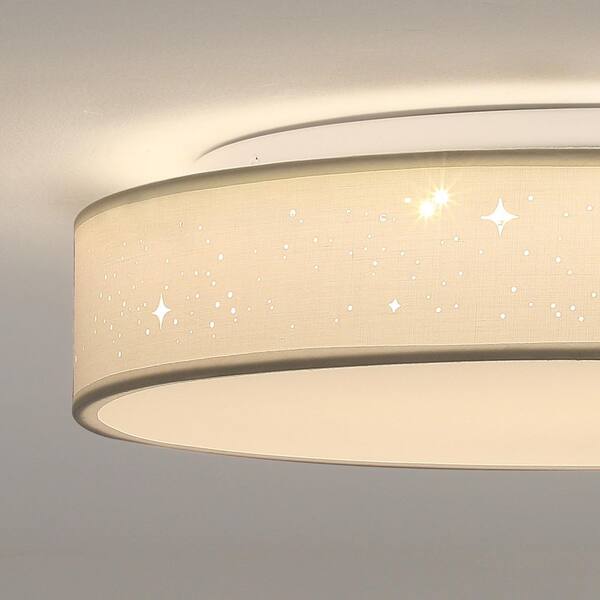 TOZING 15 in. Modern White Round Satin Integrated LED Flush Mount