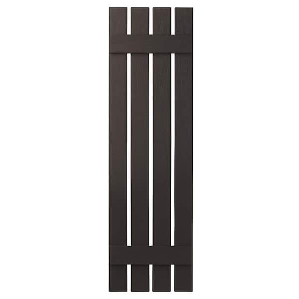 Ply Gem 16 in. x 47 in. Polypropylene Plastic 4-Board Open Board and Batten Shutters Pair in Brown