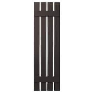 16 in. x 51 in. Polypropylene Plastic 4-Board Open Board and Batten Shutters Pair in Brown