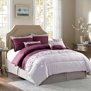 Bedding Comforter Set 7 Piece Bedding Sets -100% Polyester-100% Natural Soft Hand Feel- King Size, Purple