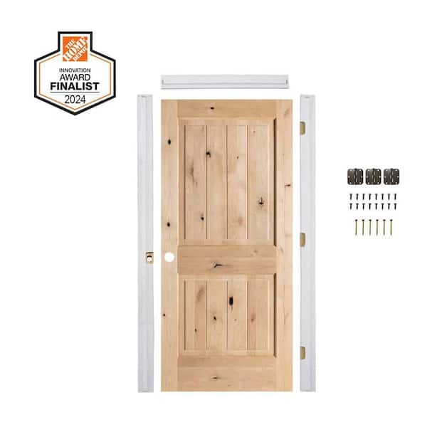 DIY RTA Kit 36 in. x 80 in. Knotty Alder Square Top VG Right-Hand Unfinished Wood Single Ready To Assemble Interior Door