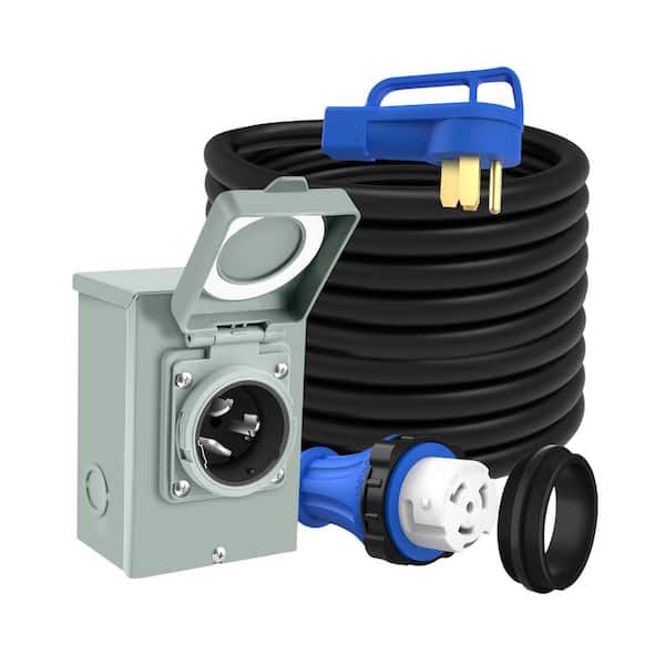 50 Amp 25FT Generator Power Cord & Inlet Box, Weatherproof, ETL Listed for Emergency Power