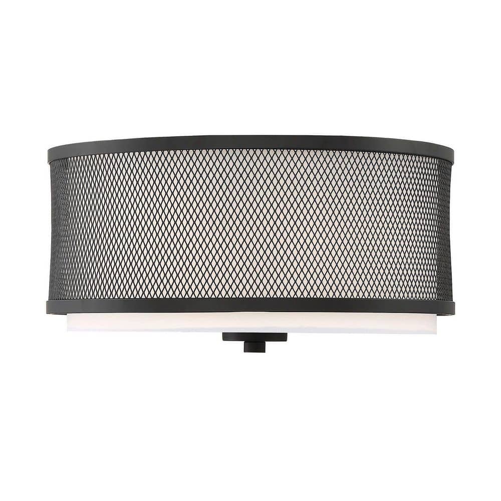 Matte Black Drum 3-Light Flush Mount Ceiling Light