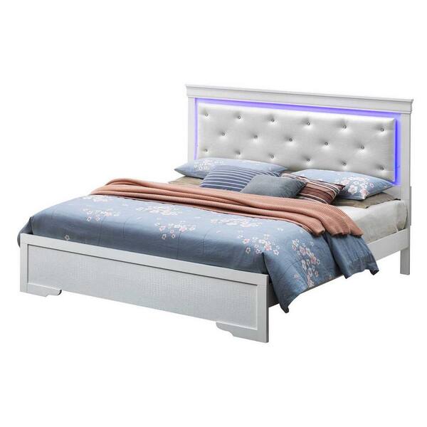 AndMakers Lorana Silver Champagne Queen Panel Beds PF-G6590C-QB3 - The ...