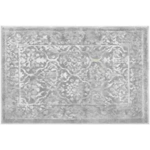 Wilton Vintage 2 ft.x 3 ft. Moroccan Trellis Area Rugs Low Pile Distressed Doormat Non-Shedding Accent Rug in Gray