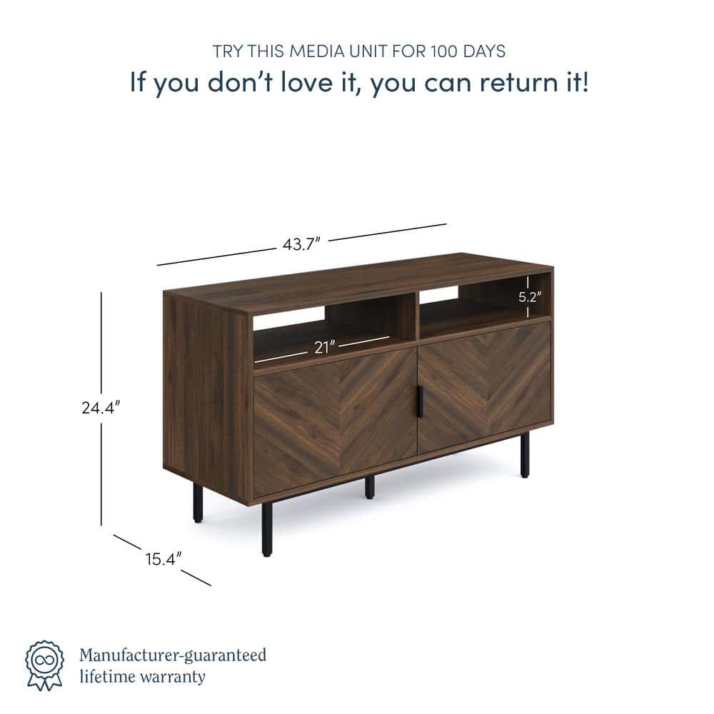 Walnut Black Media Console Cabinet with Storage