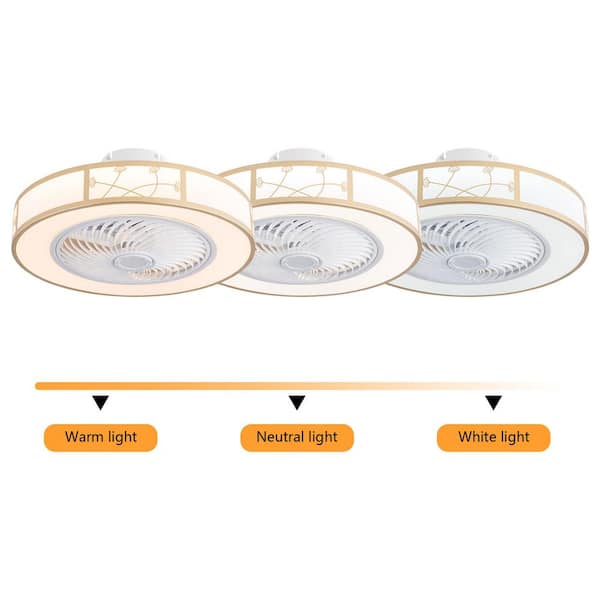 OUKANING 20 in. Integrated LED Indoor Gold 3-Speed Caged Low