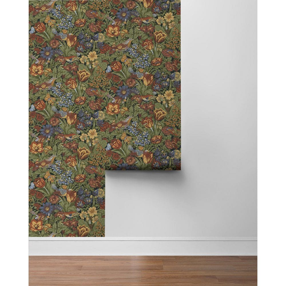 Colorful Floral and Bird Print Self-Adhesive Wallpaper