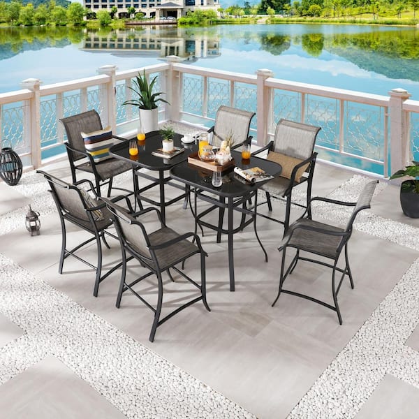 Patio Festival 8-Piece Metal Bar Height Outdoor Dining Set