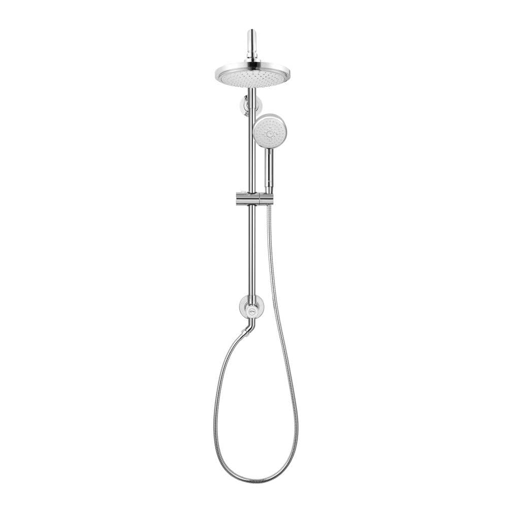 Chrome Dual Shower Head with Handheld and Adjustable Rail