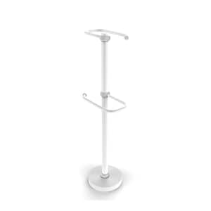 Free Standing Two Roll Toilet Paper Holder Stand in Matte White