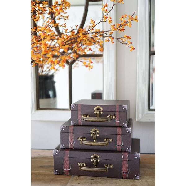 Afoxsos Brown Cardboard Decorative Box with Lid 3-Pack