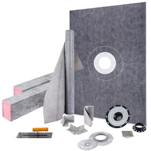 Shower Curb Kit 38 in. x 60 in. Shower Kit with 4 in. PVC Flange Central Bonding Watertight Shower Curb Overlay