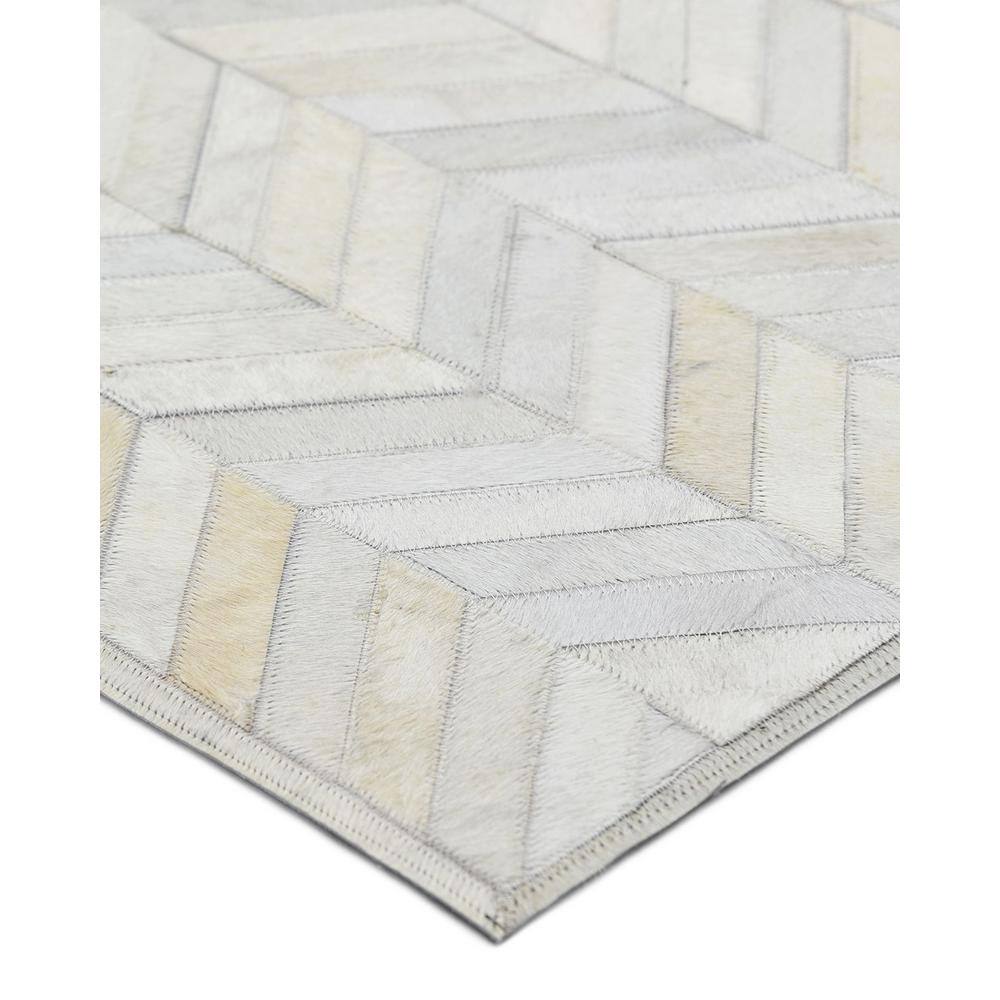 Ivory Chevron Cowhide and Wool 10' x 14' Area Rug