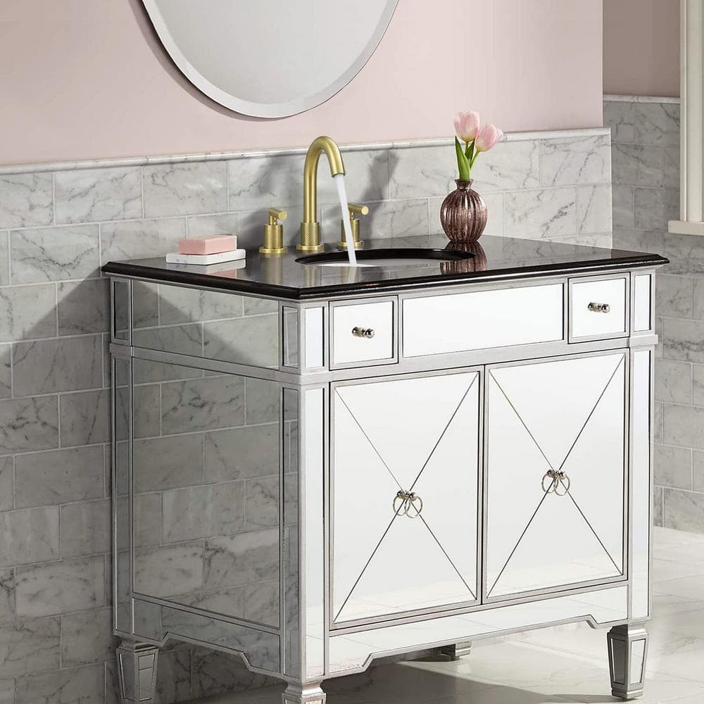 Brushed Gold Stainless Steel Double Handle Bathroom Faucet