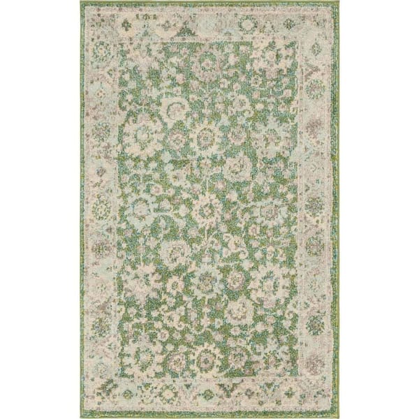 Unique Loom Penrose Krystle Green 3 ft. 3 in. x 5 ft. 3 in. Area Rug