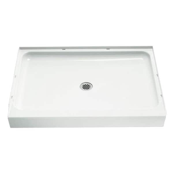 Sterling Ensemble 34 in. L x 48 in. W Alcove Single Threshold Shower Pan Base with Center Drain in White