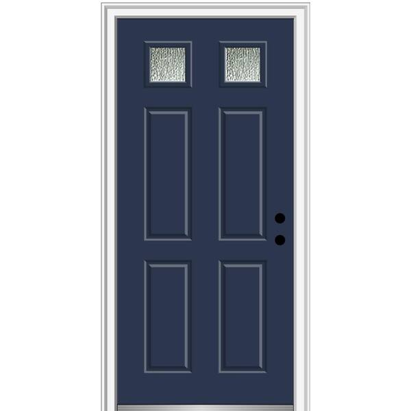 MMI Door 36 in. x 80 in. Left-Hand/Inswing Rain Glass Naval Fiberglass Prehung Front Door on 6-9/16 in. Frame