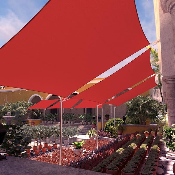 COLOURTREE 16 ft. x 20 ft. 190 GSM Red Rectangle Sun Shade Sail Screen  Canopy, Outdoor Patio and Pergola Cover TAPR1620-5 - The Home Depot