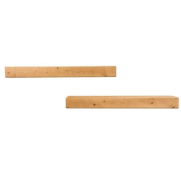 Unbranded Del Hutson Artisan Haute 6 in. x 36 in. x 3.5 in. Walnut Pine Wood Floating Box Set of 2 Decorative Wall Shelves