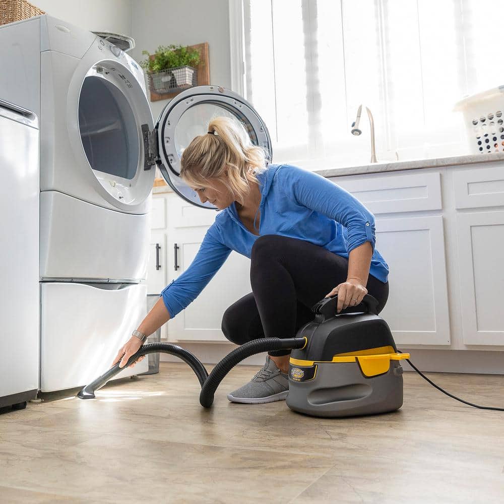 Compact Gray and Yellow 2.5 Gallon Wet/Dry Vacuum Cleaner