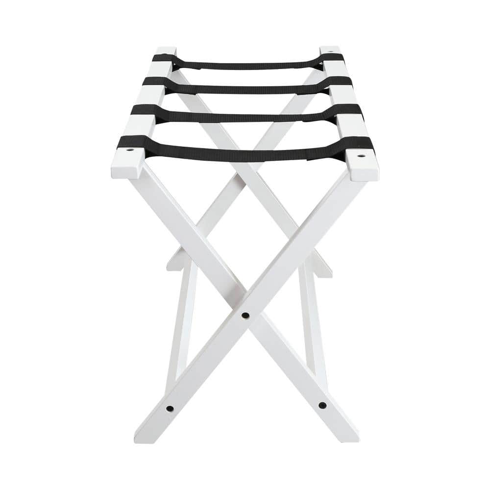 Extra Wide White Solid Wood Foldable Luggage Rack