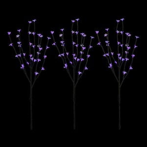 30 in. Artificial Blue LED Lighted Cherry Blossom Branches (Set of 3)