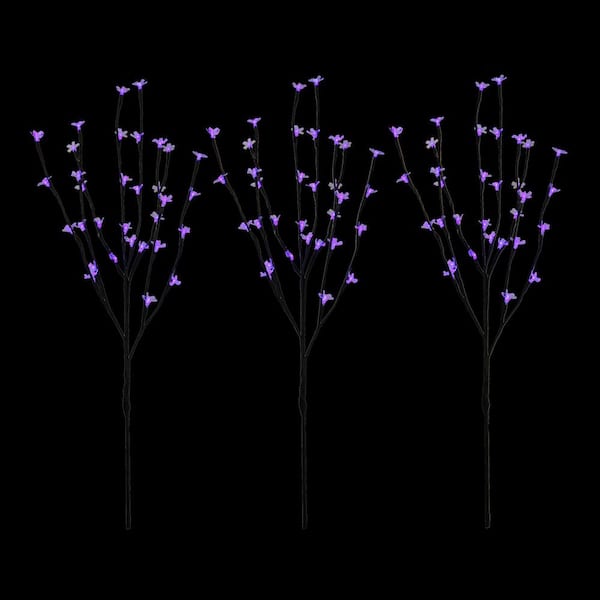 Northlight 30 in. Artificial Blue LED Lighted Cherry Blossom Branches (Set of 3)