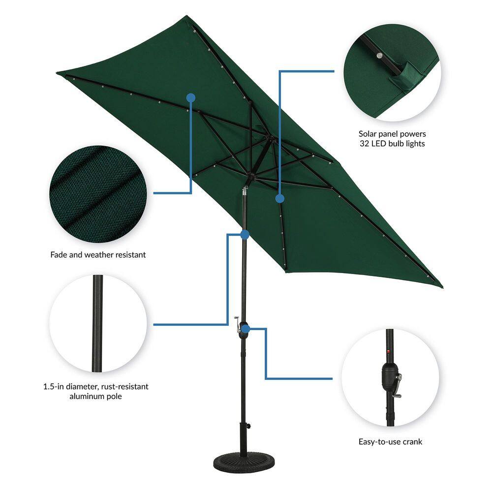 Nassau 10' x 6.5' Green Aluminum Patio Umbrella with LED Lights