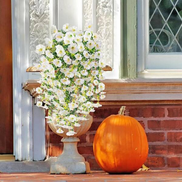 花飾り White Fake Hanging Flowers Morning Glory, 4-Pack L0F83TKF59 - The