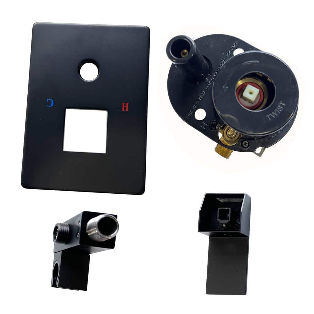 Matte Black Wall Mounted Shower Faucet with Lever Handle