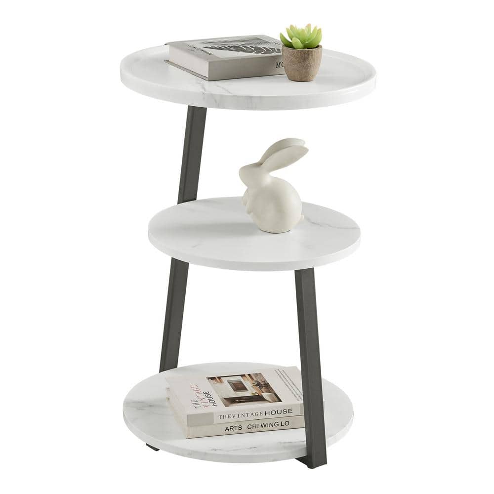 DANYA B Skylar 15.75 in. MDF 3-Tier Side Table with Raised