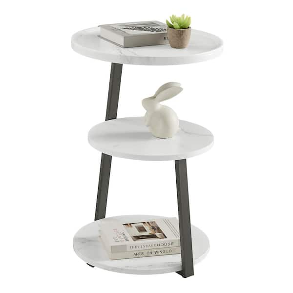 DANYA B Skylar 15.75 in. MDF 3-Tier Side Table with Raised Lip and ...