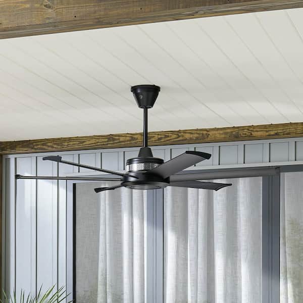 Mammoth 60 in. Smart Indoor/Outdoor Black Universal Mount Ceiling Fan with 7 in. Ext Tube Plus Remote and Phone App