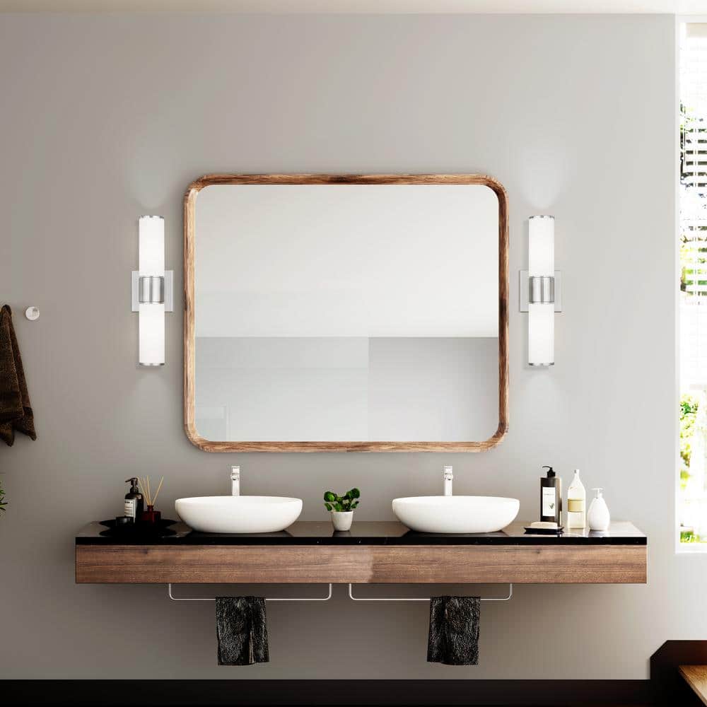 Brushed Nickel 2-Light Vanity with Satin Opal Glass