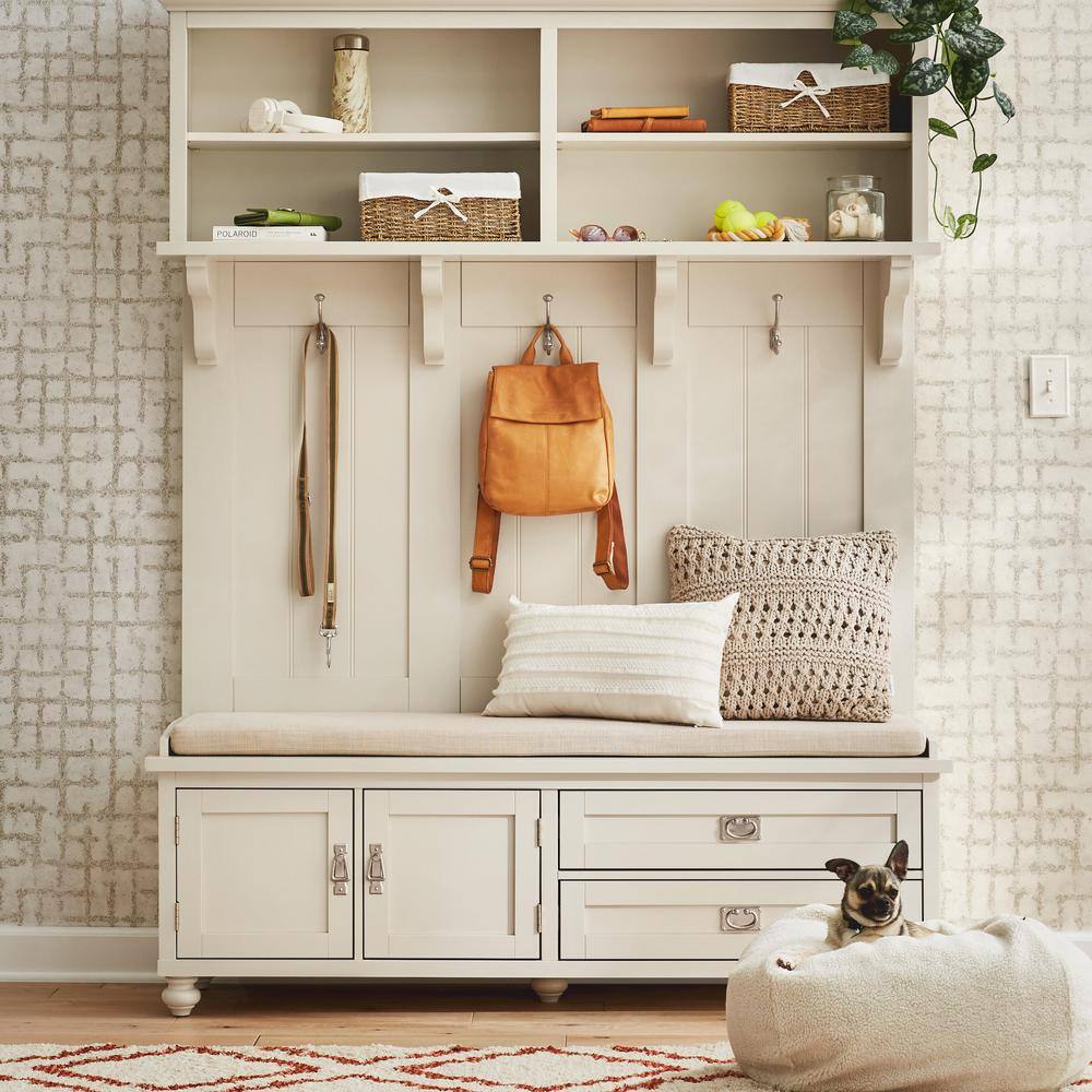 Coastal Charm Rectangular Seagrass Storage Basket with White Liner