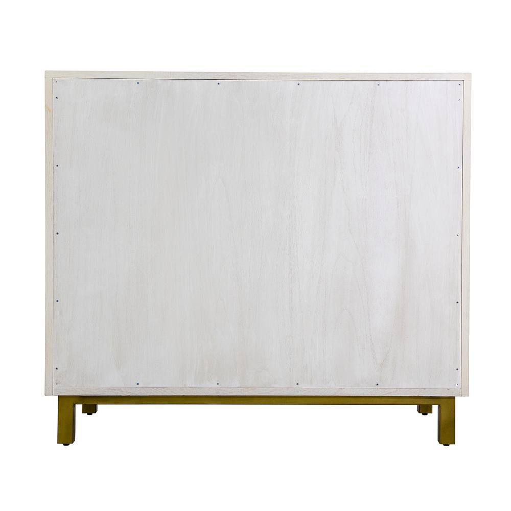 Gray Chevron Pattern Solid Wood Accent Cabinet with Brass Hardware