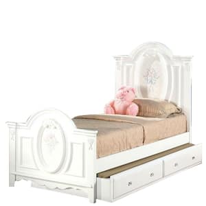 White Wood Frame Twin Panel Bed