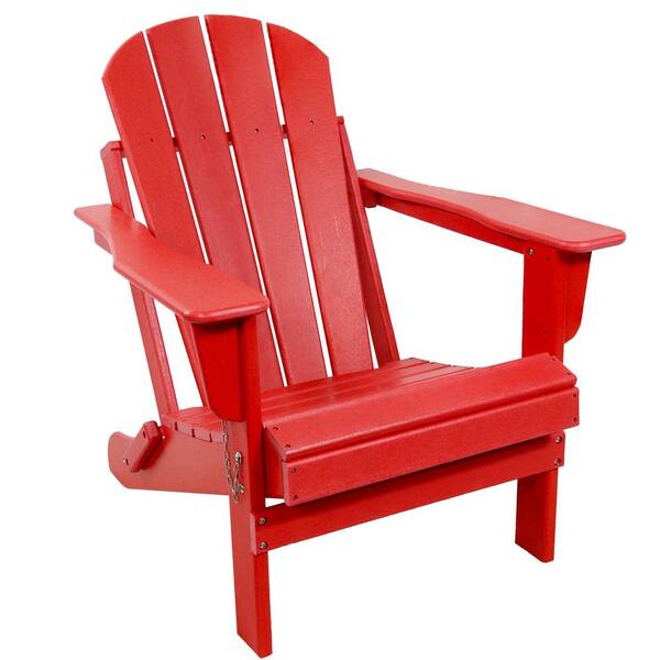 Sunnydaze Decor Foldable Adirondack Chair Red FAP606 The Home Depot