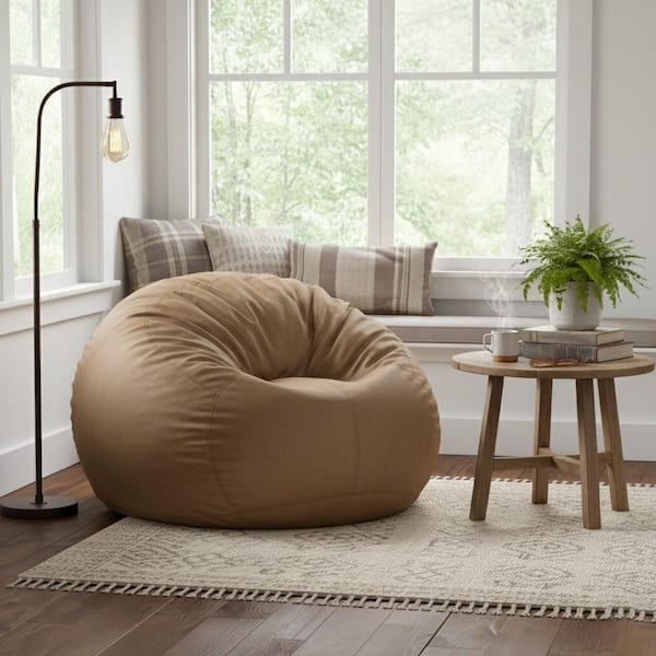 Homy Casa Prota Large Mocha Brown Microfiber Bean Bag Chair with