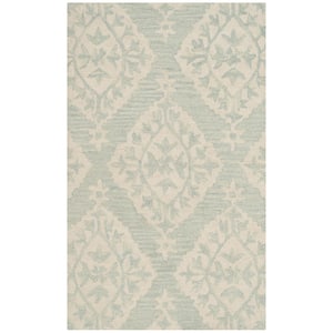 Micro-Loop Light Blue 3 ft. x 4 ft. Floral Area Rug