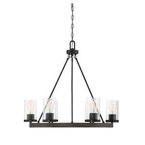 27 in. W x 25.13 in. H 6-Light Remington Chandelier with Clear Glass Shades