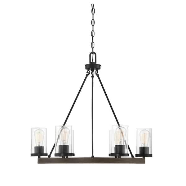 TUXEDO PARK LIGHTING 27 in. W x 25.13 in. H 6-Light Remington Chandelier with Clear Glass Shades